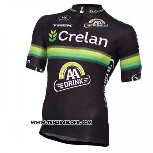 2016 Maillot Ciclismo Crelan AA Noir et Vert Manches Courtes et Cuissard